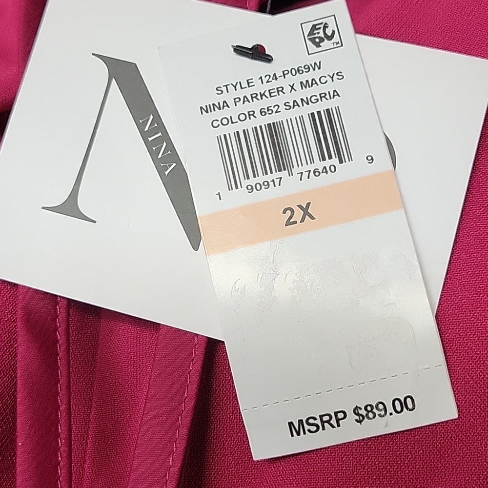 Nina Parker Fuchsia Drawstring Jogger Pants Wide Leg with Elastic Cuffs 2X - Picture 2 of 8